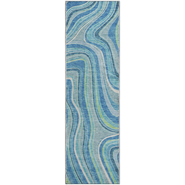 Premium Machine Washable Prisco Blue Rug