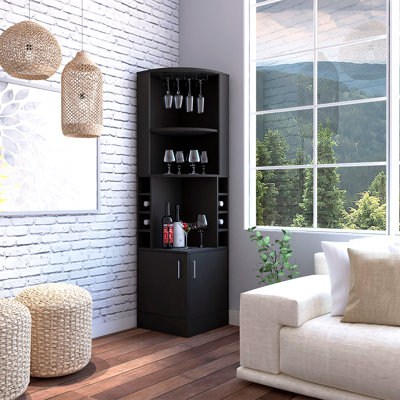 Armoire de bar d'angle, support en verre, armoire à double porte, huit supports à vin intégrés