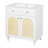 30" Freestanding Vanity Cabinet With Tip-Out Tray, Solid Wood & Rattan Storage Unit With Ceramic Top (Walnut / White)-345871536