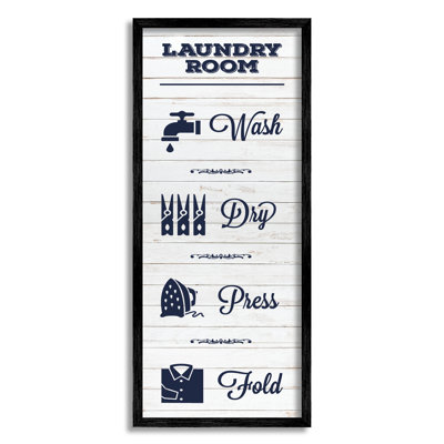 " Laundry Room Rustic Sign Wash Dry Fold Icons "