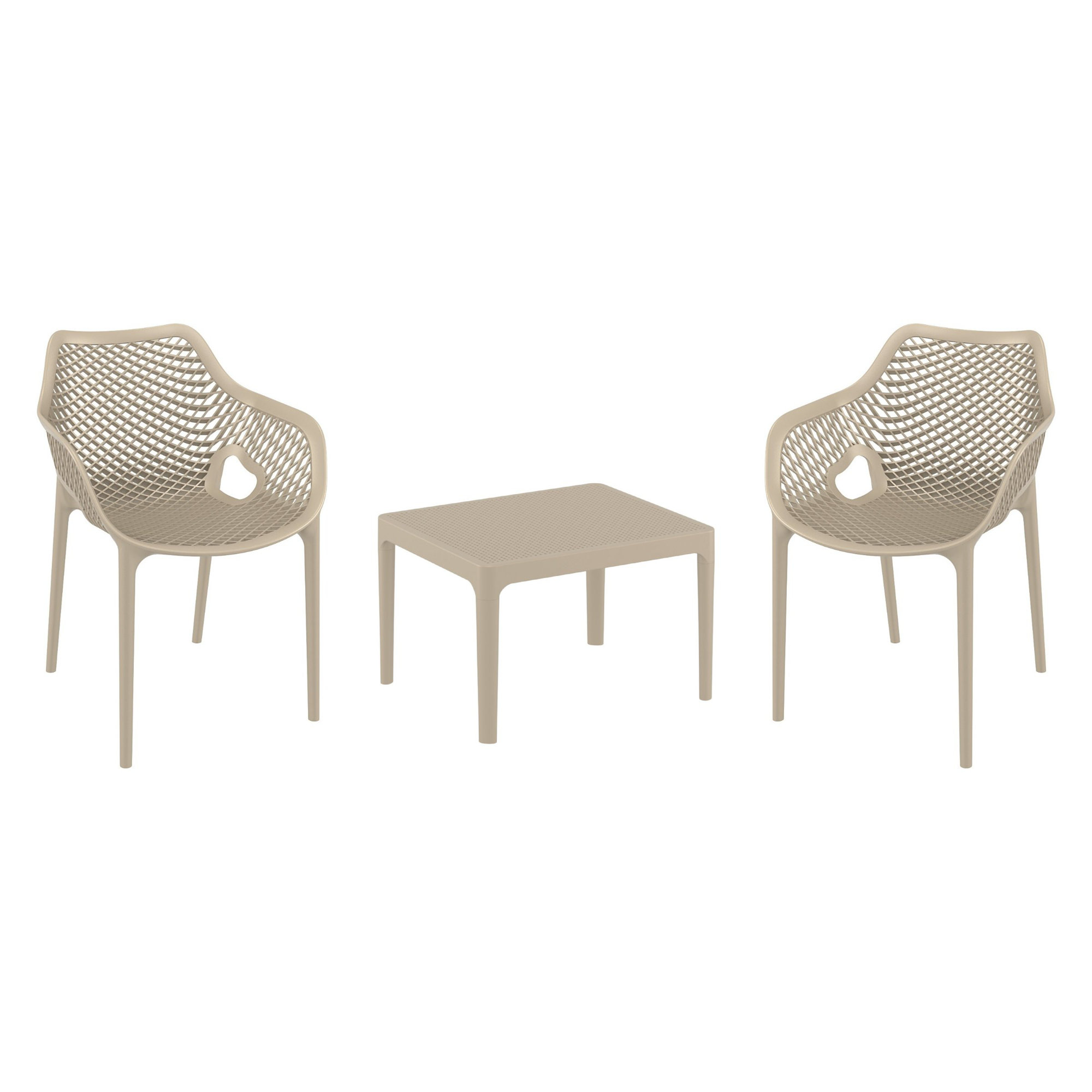 Farrah 2 Person Armchair Seating Set, Taupe