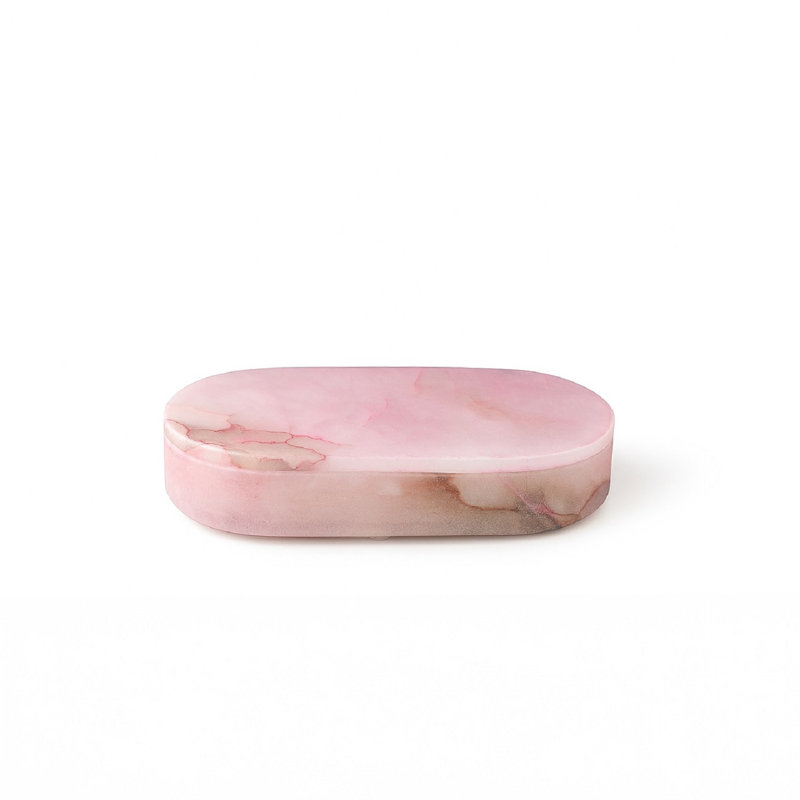 Boîte de présentation ovale rose albâtre, H 1,5 po x l 7 po x P 4 po