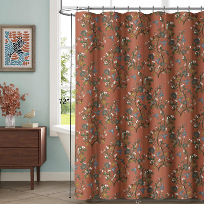 Rideau de douche Floral Boho, rideaux de douche en lin rétro Anthropologie pour salle de bain, (terre cuite)