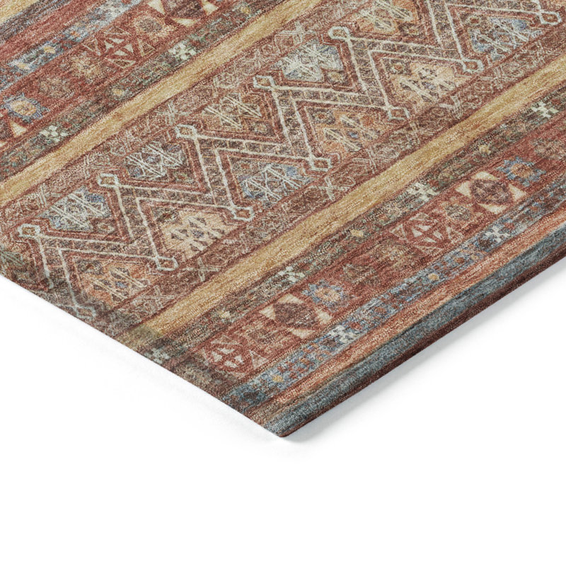 Tapis intérieur / extérieur lavable 3 pi x 5 pi doré et argenté Southwestern