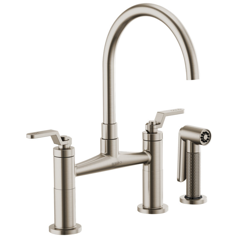 Litze® Bridge Faucet with Arc Spout and Side Sprayer, Stainless