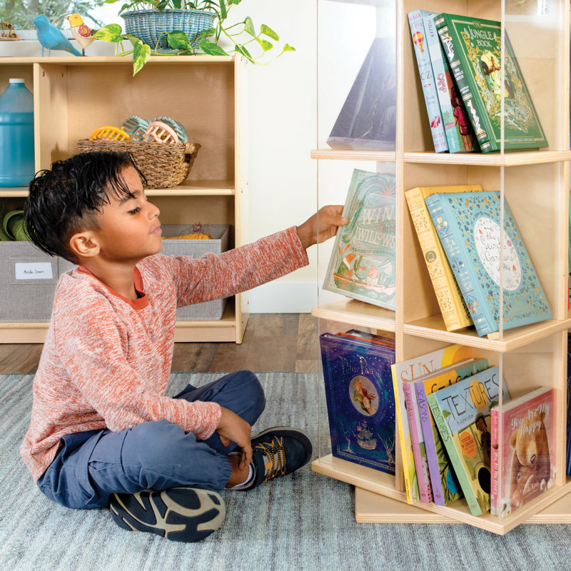 EdQ Essentials Rotating Book Display 3 Tier, Natural