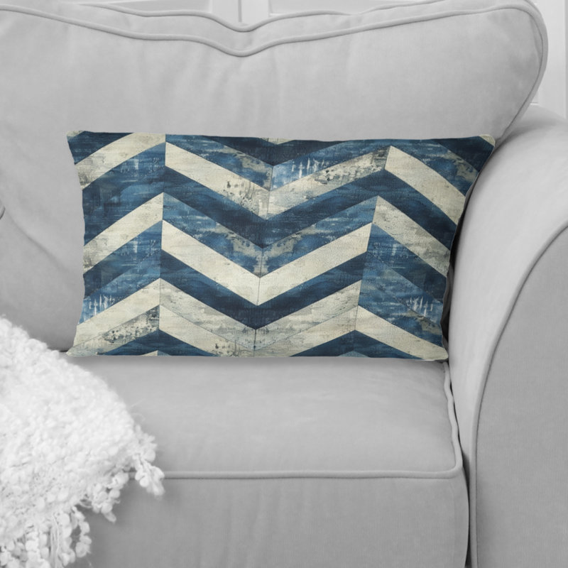 Motif lombaire traditionnel à chevrons bleu et beige
