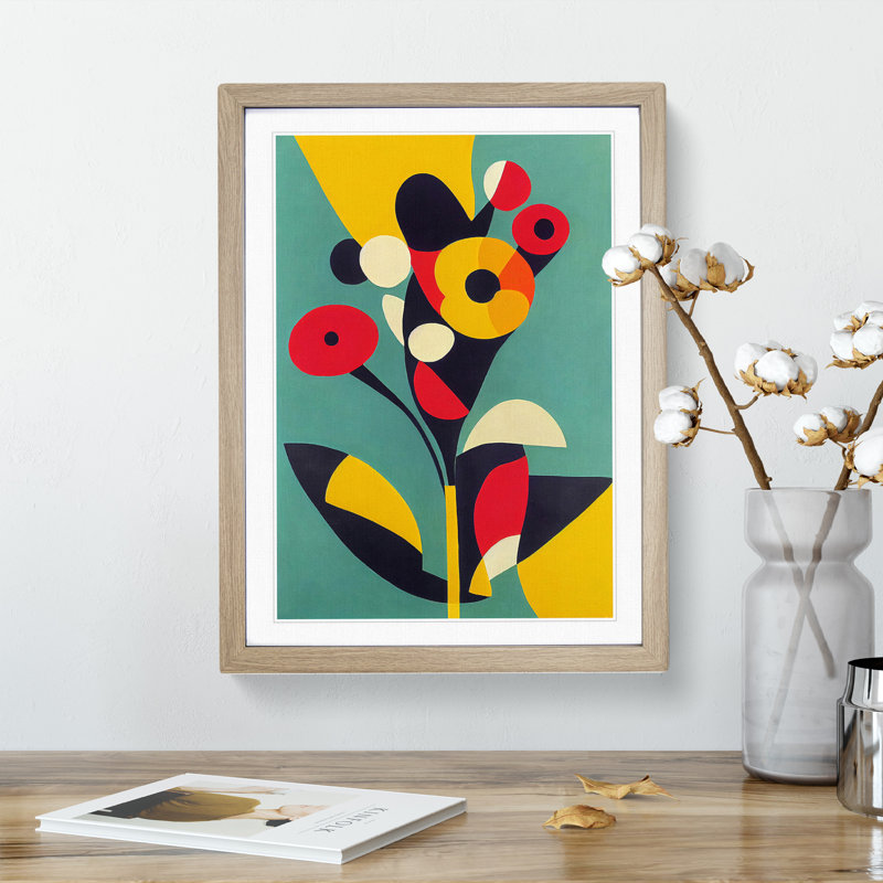 The Abstract Flowers No.2 - Single Picture Frame Print, 64cm H x 46cm W x 2cm D, Oak 