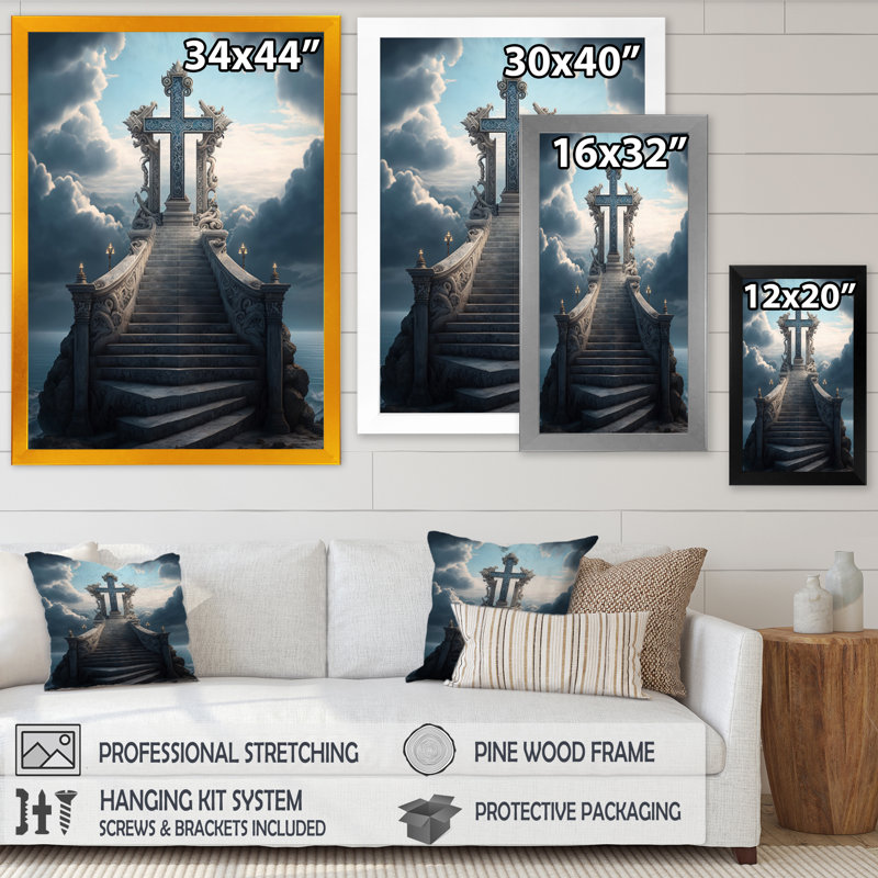" Stairs To Heaven III ", Gold Picture Framed, 20" H x 12" W x 1" D