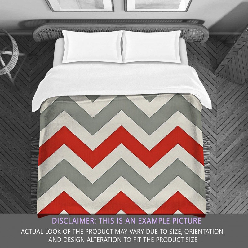 Chevron Comforter, Twin Extra Long Comforter, Gray/Red