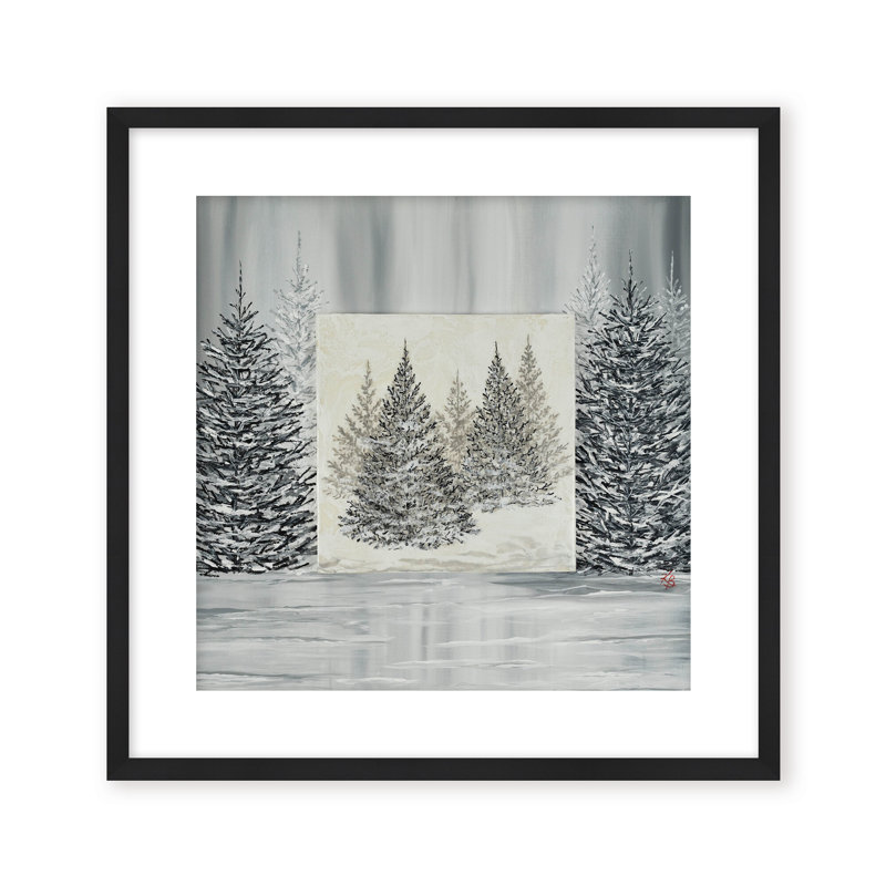 Nature Inspired "Pine Portrait" Canvas Wall Art By , 12" H x 12" W x 1.125" D, Framed Matted Print, White