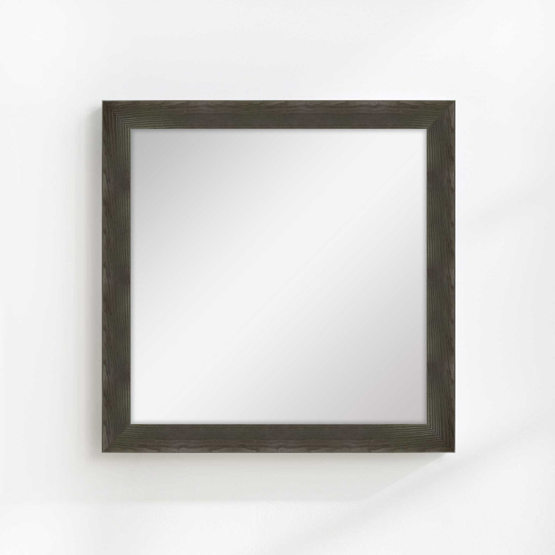 Arber Solid Wood Flat Mirror, Charcoal Black, 43" x 43"