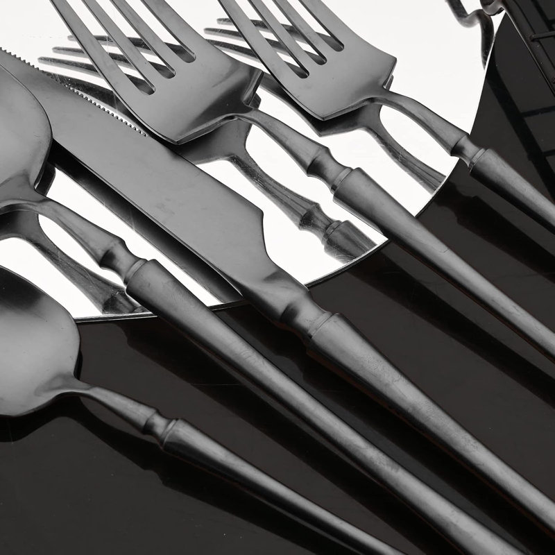 Ensemble de couverts 20 pièces en acier inoxydable, ensemble de couverts à finition satinée pour 4 personnes, conception durable et ergonomique, lavable au lave-vaisselle