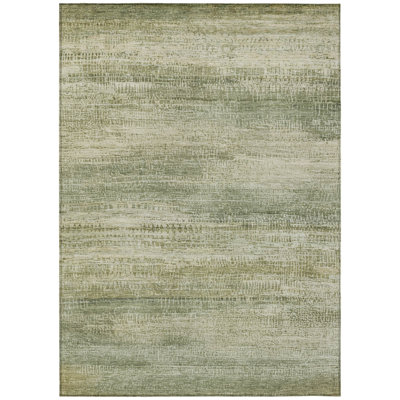 Tapis d'extérieur lavable abstrait vert et beige artichaut 5 pi x 8 pi