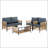 Patio 4 Pieces Brown Pe Wicker Sofa Set with Grey Cushion