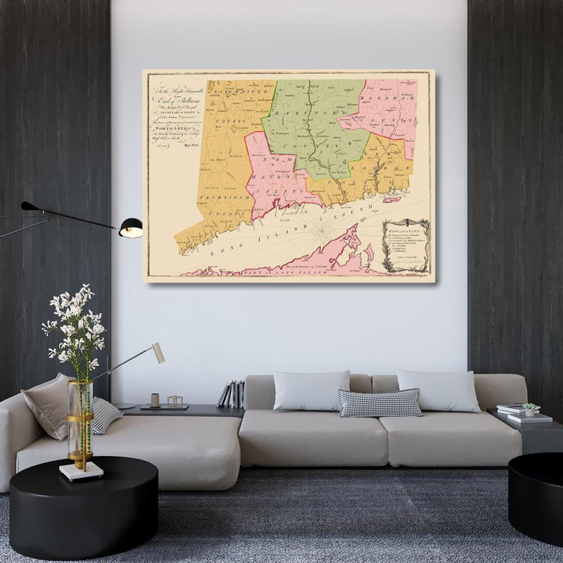 17 Stories Unknown Gallery Wrapped Canvas Art Titled: Connecticut Colony, 1766, 36" H x 48" W