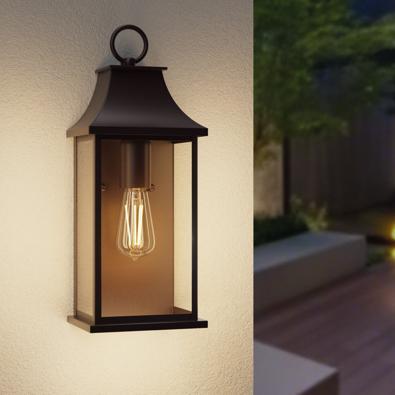 Wilcher 3-Light Dusk-to-Dawn Outdoor Wall Lantern, 15" H x 6" W x 5.3" D, Oil Rubbed Bronze