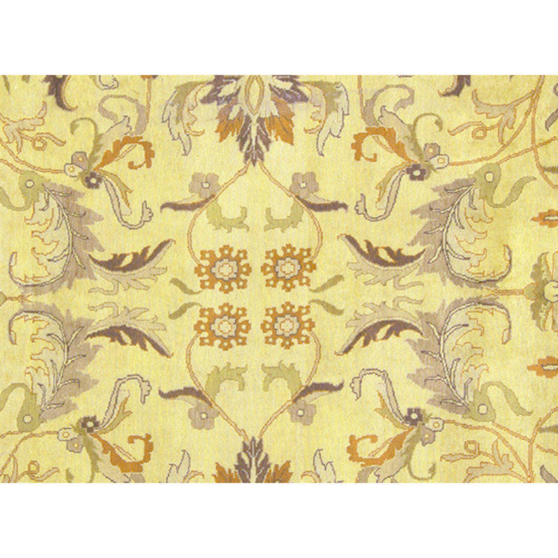 Tapis doré et brun de haute qualité noué à la main