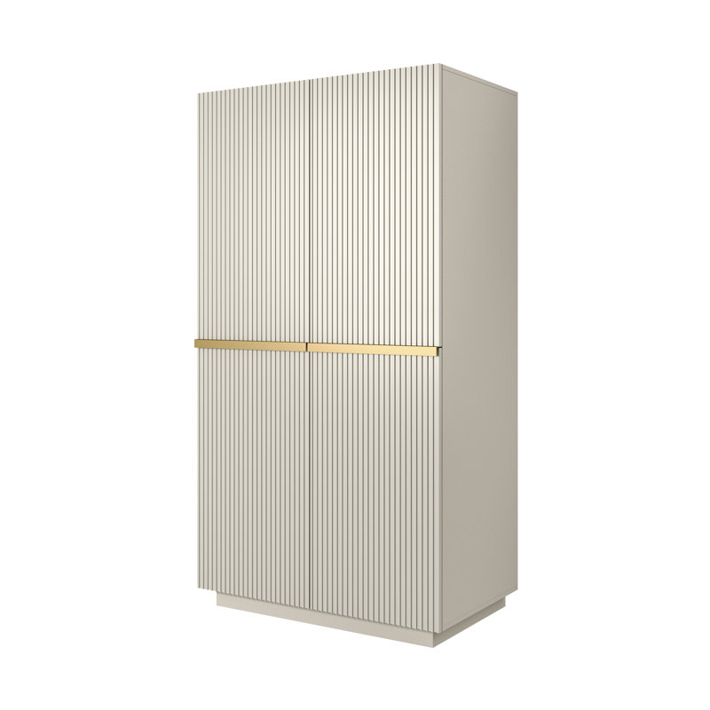 Badal Manufactured Wood Wardrobe, Beige/Gold