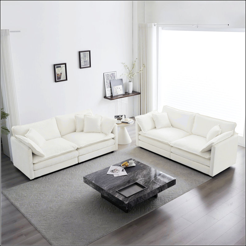 Ensemble de salon 2 pièces, Chenille blanche