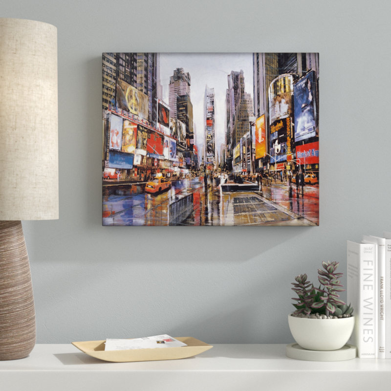 « times square refoules on a day pluie », reproduction d’impression, Toile tendue, H 16 po x l 20 po x P 1,5 po