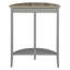 Console en chêne gris et demi-lune grise avec tablette inférieure