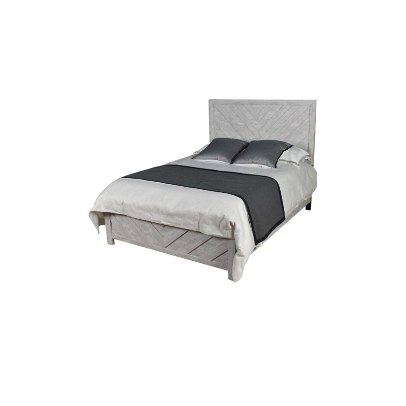 Grand lit moderne gris pour une chambre à coucher élégante - Fabrication en bois massif et confortable