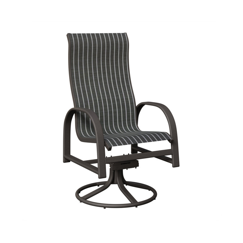 Chaise berçante berçante en aluminium graphite à haut dossier berçant Berlin Gardens, Whisper rayé bleu marine