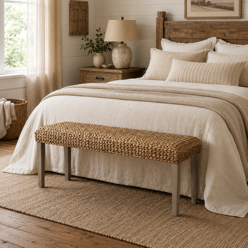 Siège en bois d'acacia naturel Amhold, Gris antique, Gris