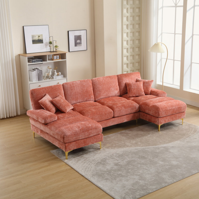 Canapé en chenille 114,19 po Pariksit, Rose