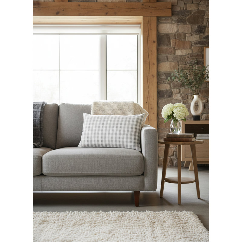 Printed Pillows Linen Gingham Accent Pillow, Light Gray, Rectangle 14" H x 20" W, Pillow Cover Only - No Insert