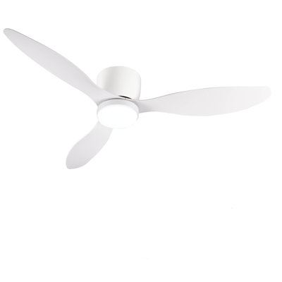 Ventilateurs de plafond encastrés intelligents de 52 po avec télécommande, moteur à courant continu silencieux, ventilateur de plafond intérieur à profil bas pour l'extérieur, commande avec application Alexa WIFI, à intensité variable, pales en A