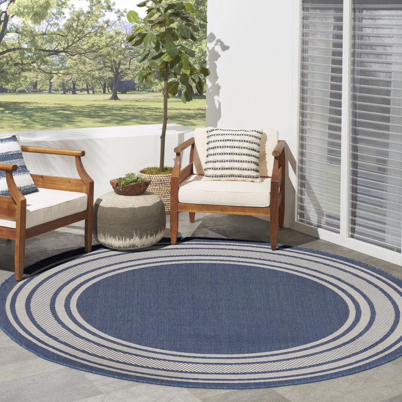Dippold 8' x Round Denim Modern Rug, Round 8', Denim