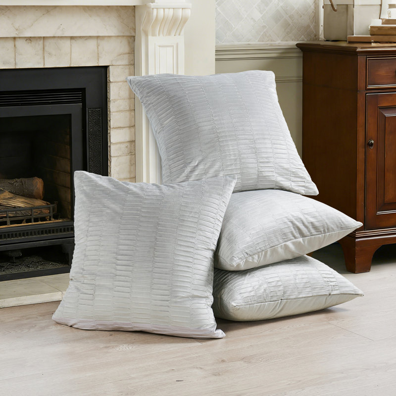 Housse de coussin en velours plissé, Argent