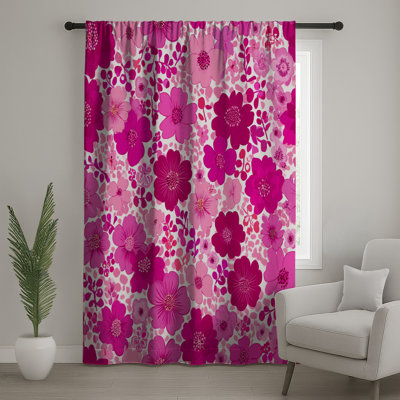 Flowers Window Curtains, Floral Sheer & Blockout Curtains - 1 Panel