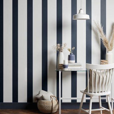 Tiago Blue Stripe Wallpaper