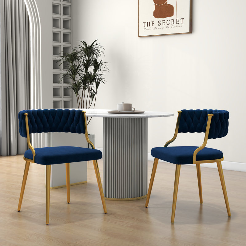 Ginko Tufted Velvet Dining Chair, Navy, 2