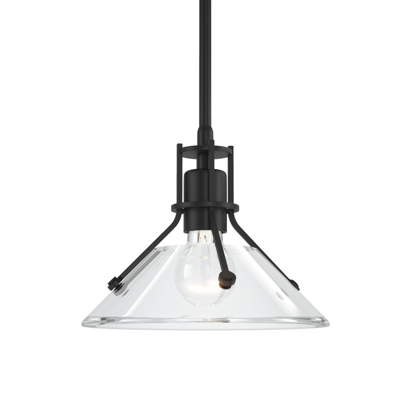 Luminaire suspendu conique à 1 lumière Henry, Verre transparent, Noir