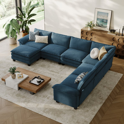Canapé modulaire en coin à 6 places avec repose-pieds mobile Colney