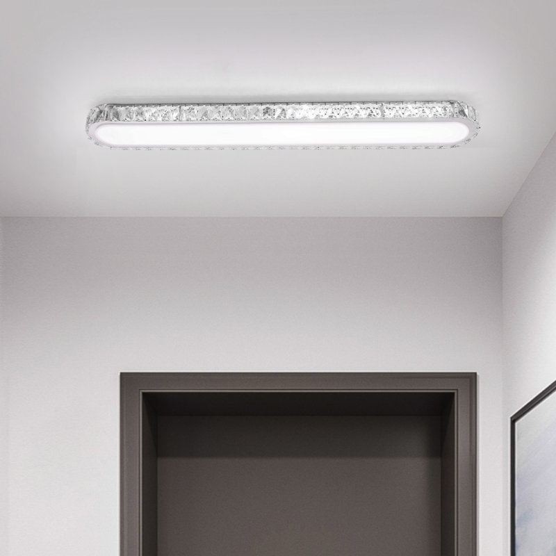 Tranae 1 - Light 39.37" Rectangle Crystal LED Dimmable Flush Mount, 39.37" W x 5.9" D