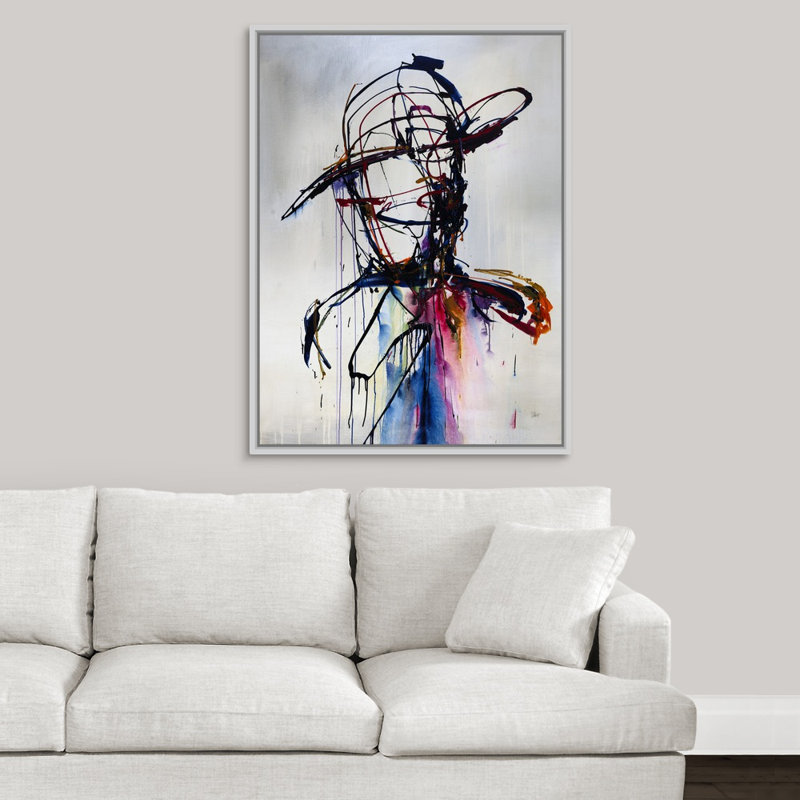 « on the hunt », peinture sur toile, Cadre flottant blanc, H 41,7 po x l 31,7 po x p 1,75 po