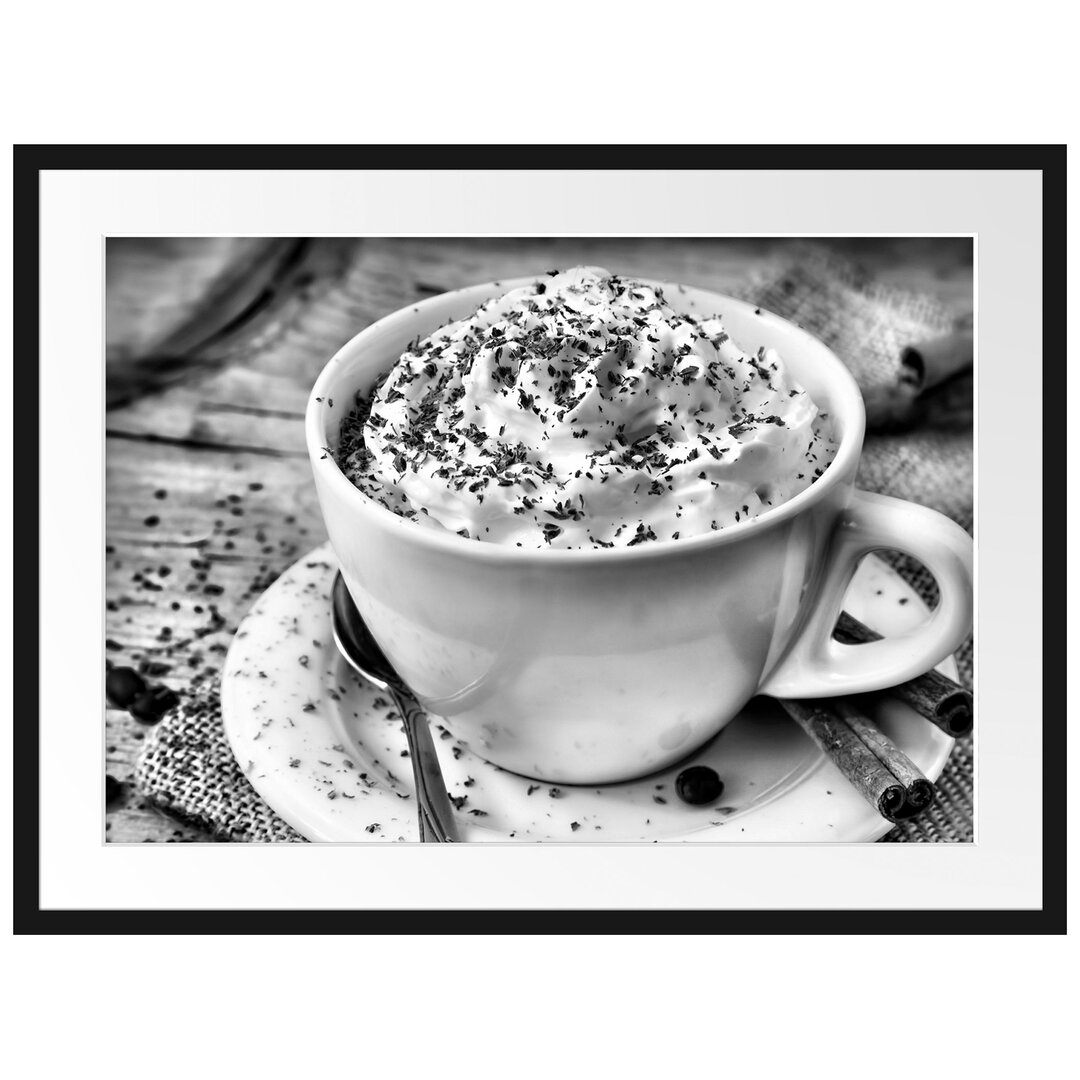 Gerahmtes Poster Kaffee mit viel Creme