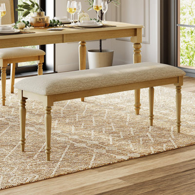 Dining Bench With Upholstered Seat And Solid Wood Legs