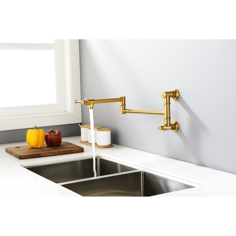 Robinet remplisseur mural - robinet en laiton avec bras pivotant en or brossé pour un remplissage facile, un contrôle précis du débit d'eau, une sortie pratique