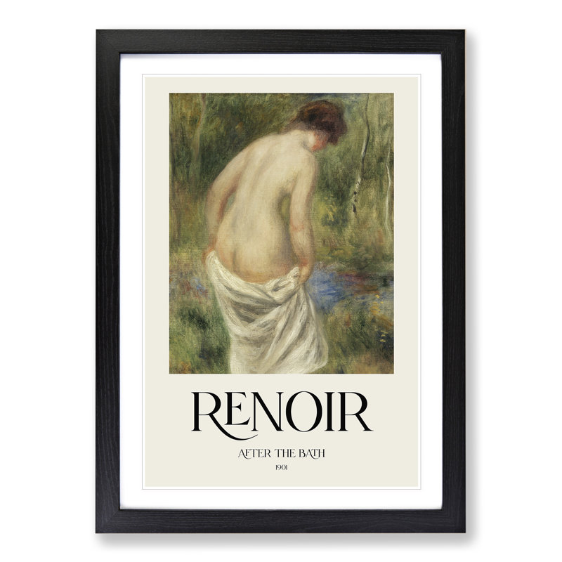 After the Bath by Pierre-Auguste Renoir - Picture Frame Painting, Black Framed, 65cm H x 48cm W x 2cm D