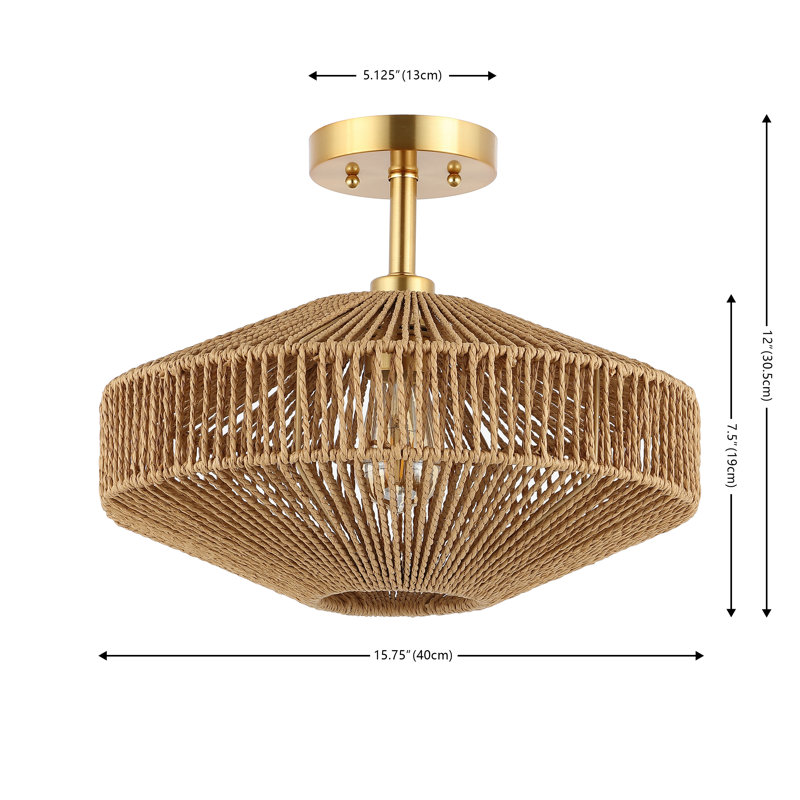 Loran Rattan Semi Flush Mount
