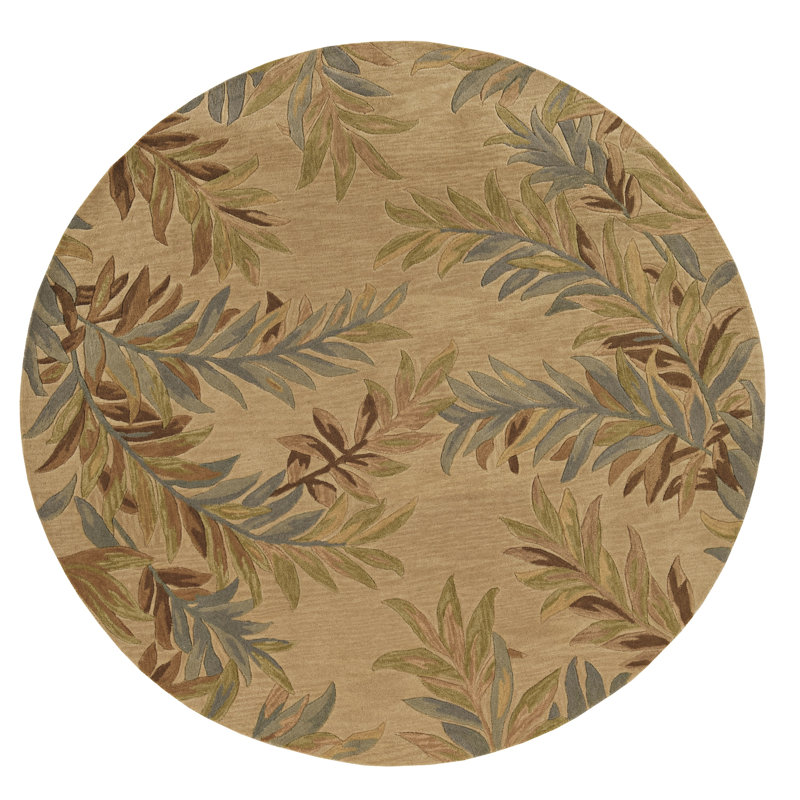 Tapis en laine touffeté à la main à motif floral Murray, Rond 5 pi 6 po
