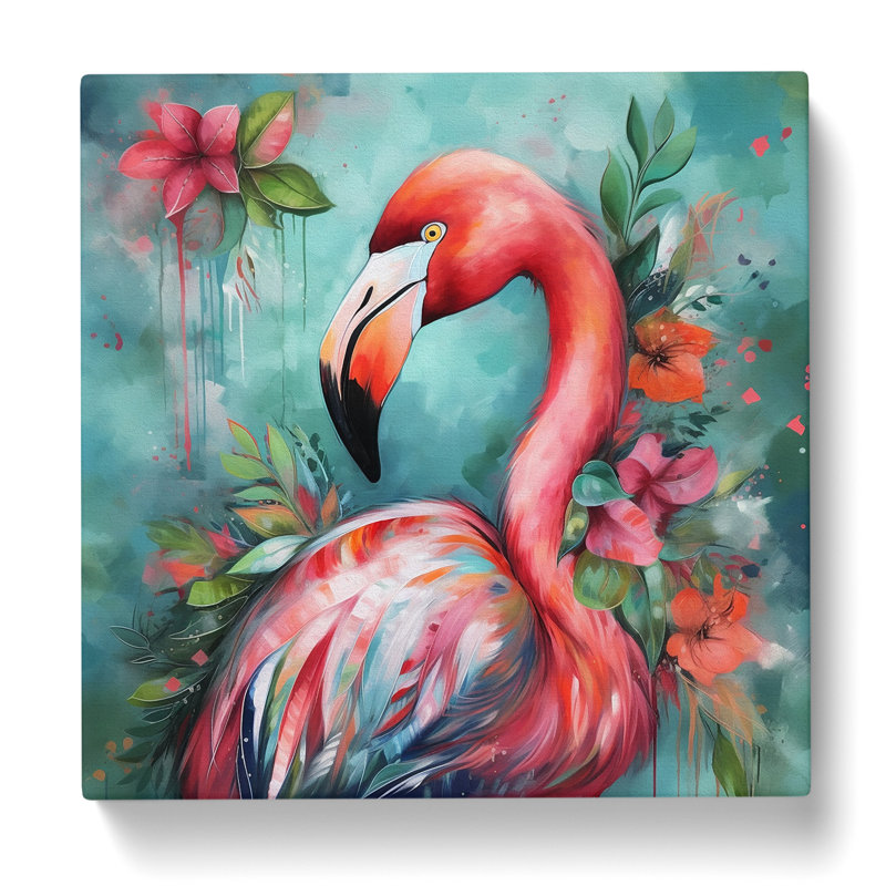 Flamingo Painting Boho - No Frame Print, 50cm H x 50cm W x 3cm D