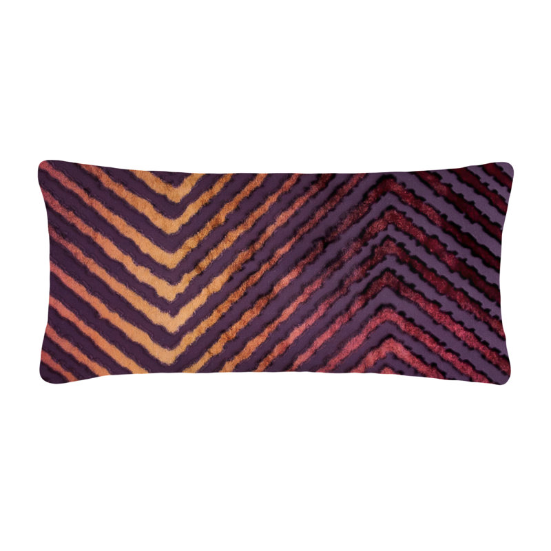 Chevron Rectangular Velvet Pillow Cover & Insert, Wildberry