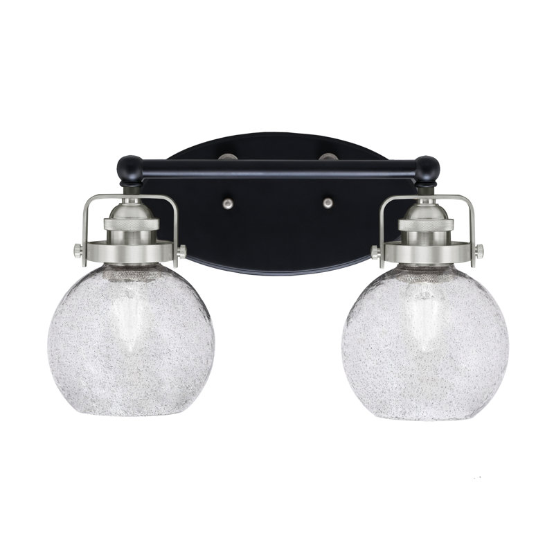 Barre d'éclairage de salle de bain 2 lumières Easton avec verre fumé 5,75 po Easton, Noir mat/nickel brossé